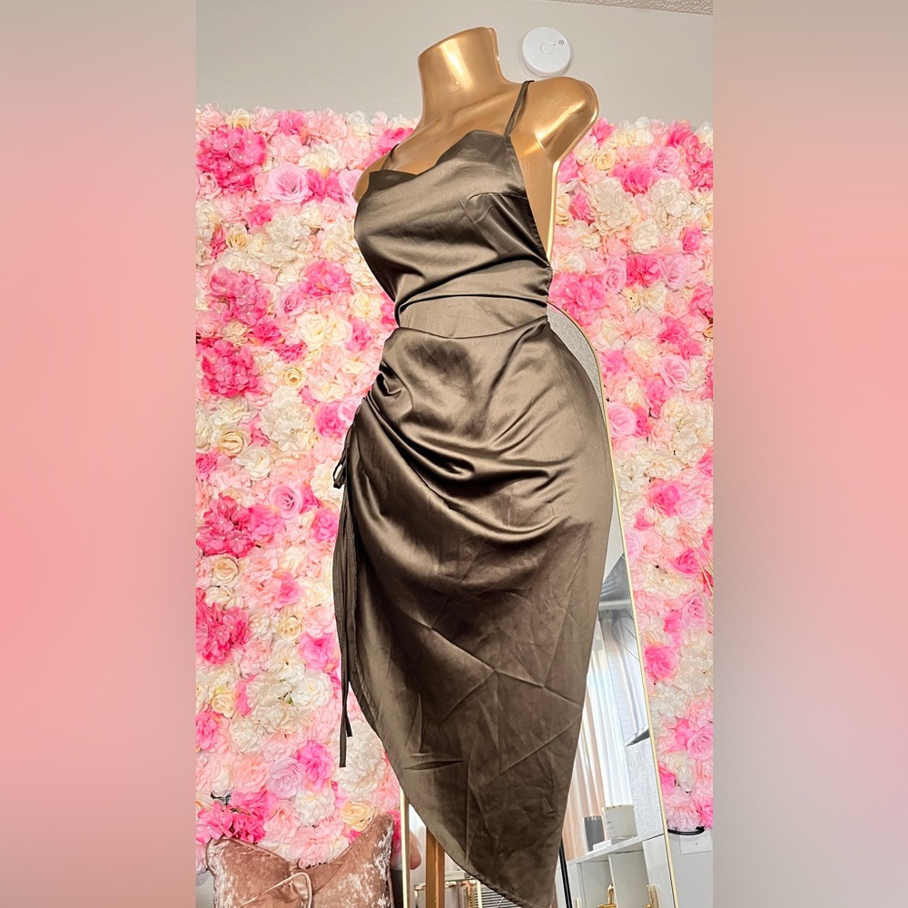 Side Slit Lace Up Midi Dress
